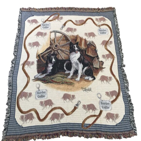 P. Lehmkuhl Border Collie Dog Tapestry Throw Blanket 50x63 Inches - Picture 1 of 6